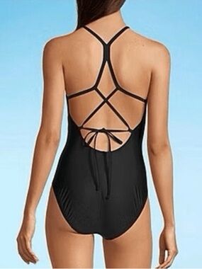 2/$15* Xercision Black T-Back One-Piece Swimsuit with Medium Coverage. Sz XL